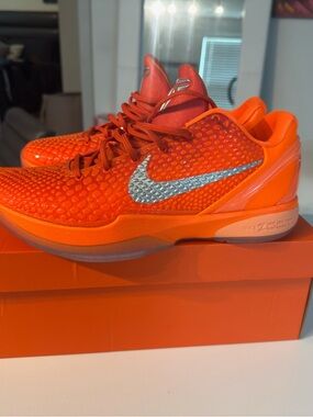 Nike Bright Orange Basketball Sneakers with Metallic Silver Swoosh